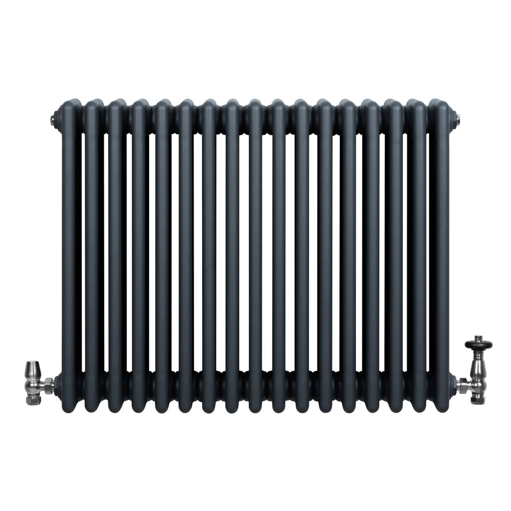 Radiatore Tradizionale 4 Colonne Orizzontale Riscaldamento Antracite & Valvole 600x785 mm