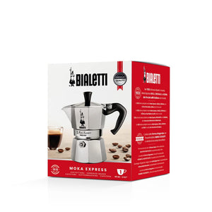 Caffettiera Moka Express Restyling 1 Tazza in Alluminio con Manico Ergonomico Made in Italy Bialetti