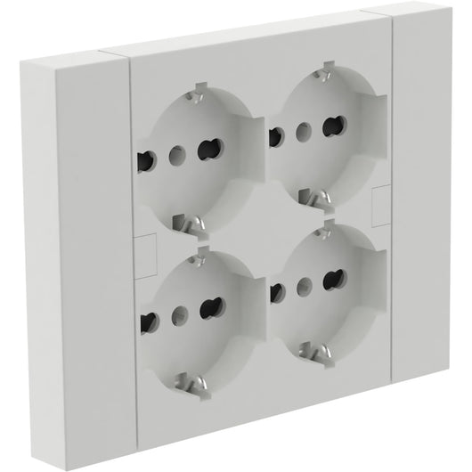 Multipresa da Incasso Quadra 4 Prese Universali Bipasso Schuko Compatibile con Scatole 3 Moduli Colore Bianco