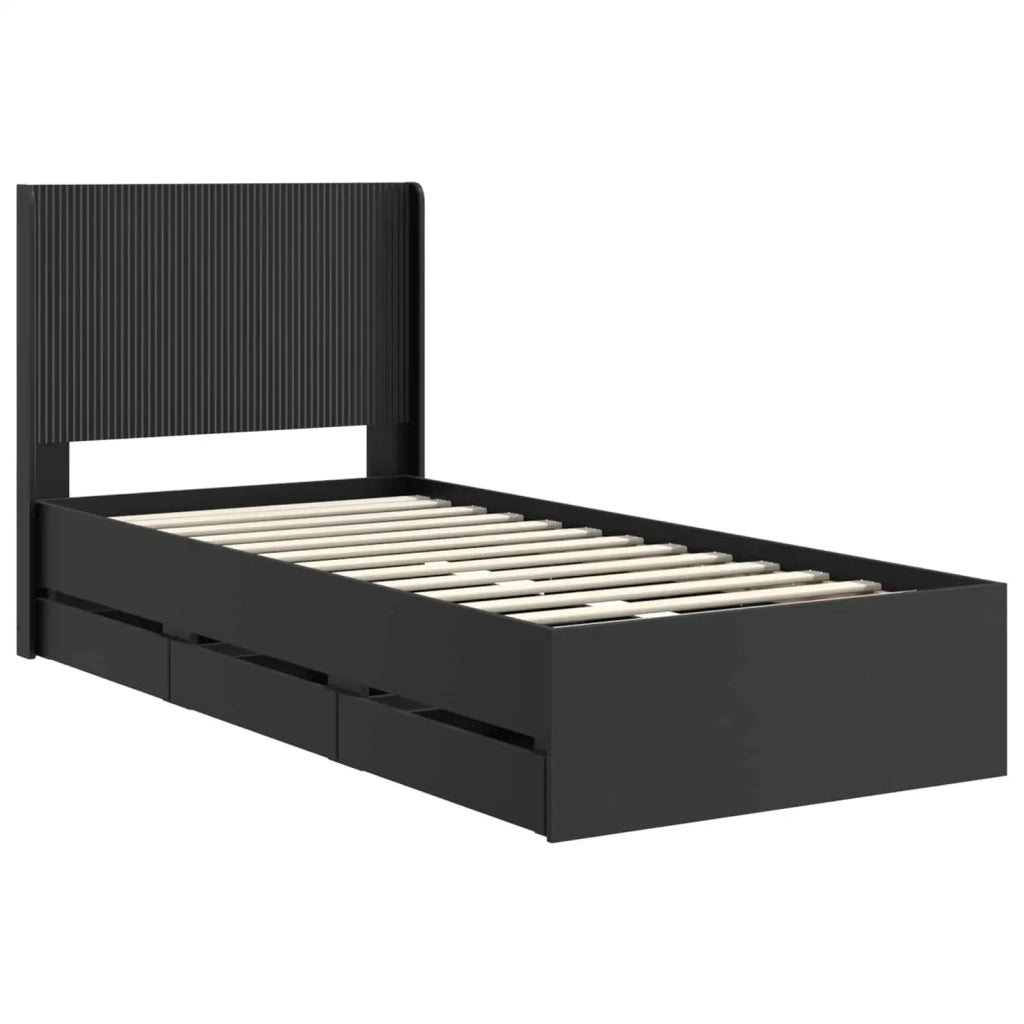 Struttura del letto con stoccaggio e testata Nero 75 x 190 cm 3413990