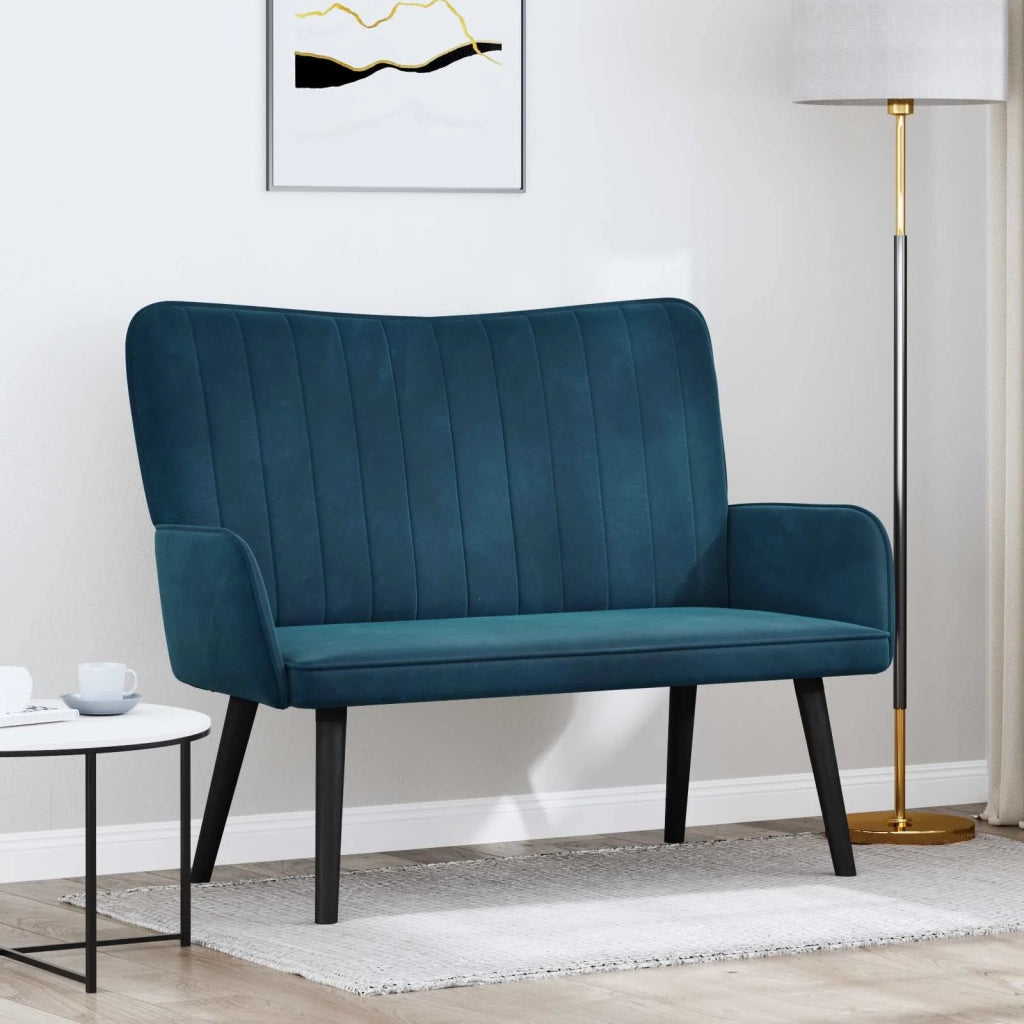 Sofa a Due Posti Blu 115 x 61 x 87 cm Velluto 42028958