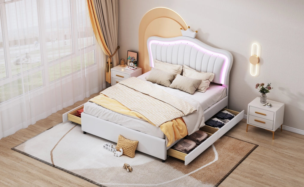 letto imbottito pelle sintetica bianco 140 x 200 cm