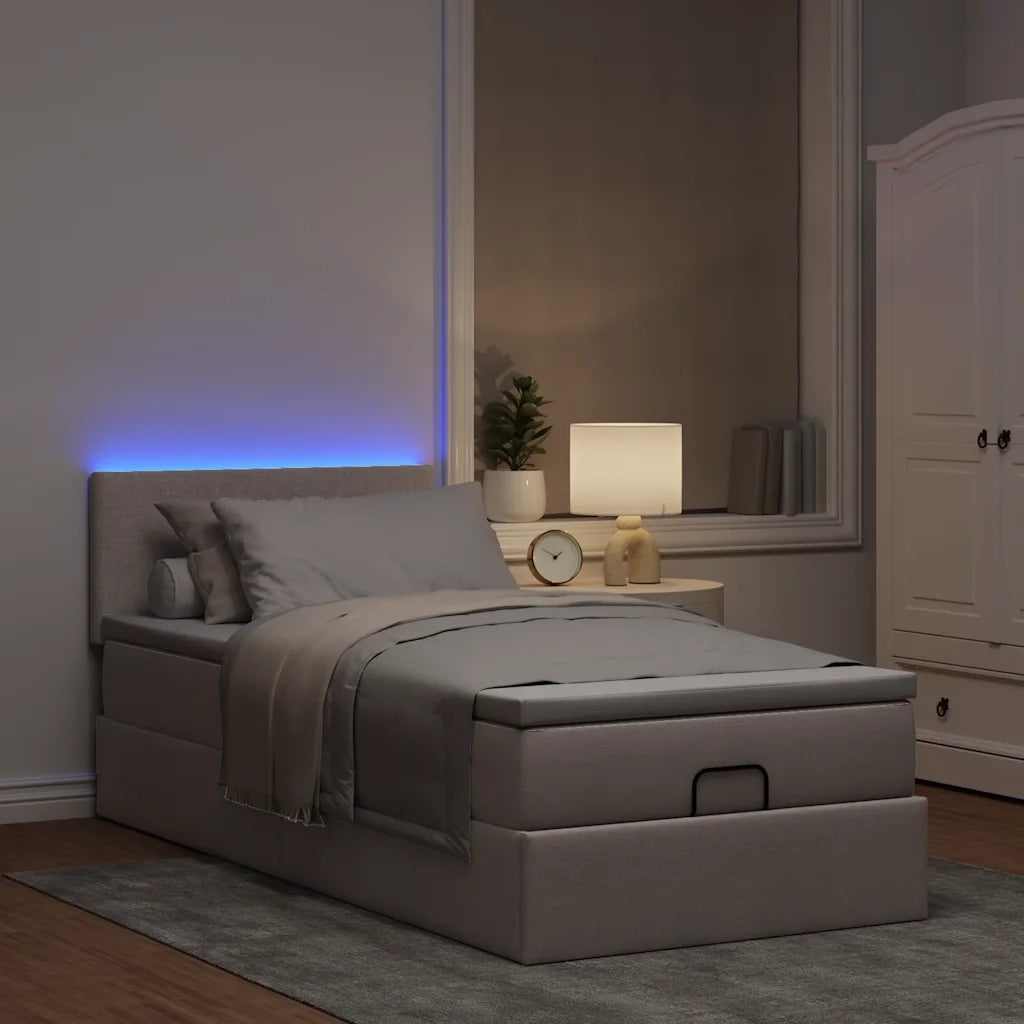 Pouf Letto con Materasso Tortora 100x200 cm in Tessuto