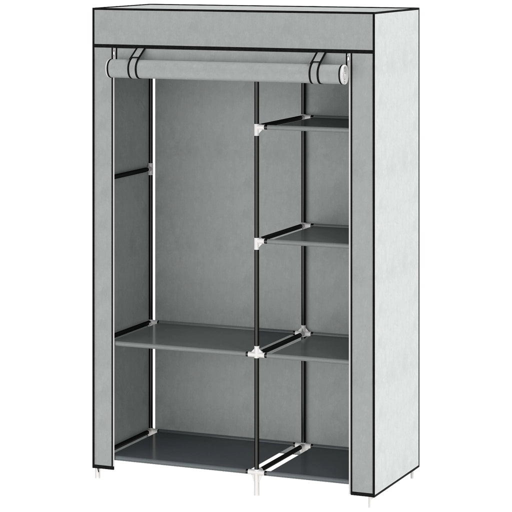 Armadio Pieghevole in Tessuto con 6 Ripiani e Appendiabiti ¨C zephmum ¨C 103x43x162.5cm Grigio
