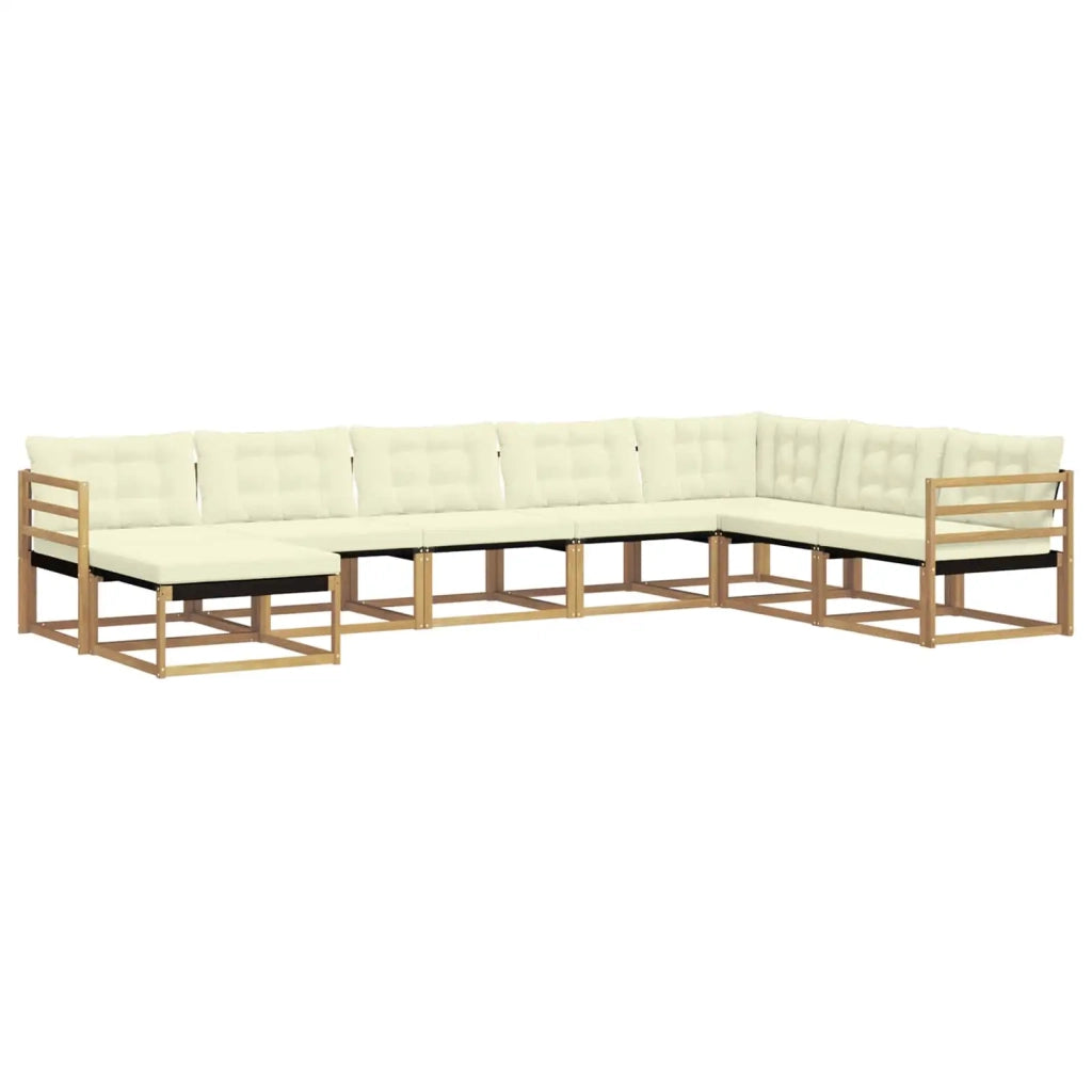 Set di divani da esterno con cuscino 8 pcs Bianco e Crema
