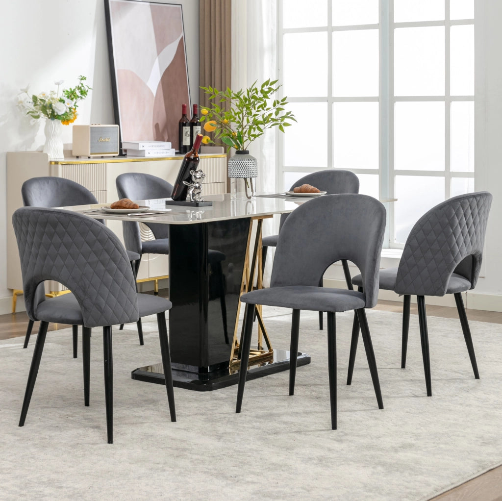 Sedia imbottita 47x44x84 cm con schienale; velluto e piedini regolabili grigio