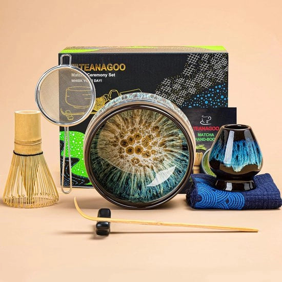 Set di Tè Matcha Giapponese - Set di Filtri per Tè Matcha in Bambù - Set di Setaccio per Tè Matcha - Supporto per Tè Matcha - Set di Tè Matcha N4 - Set di Polvere di Tè Verde