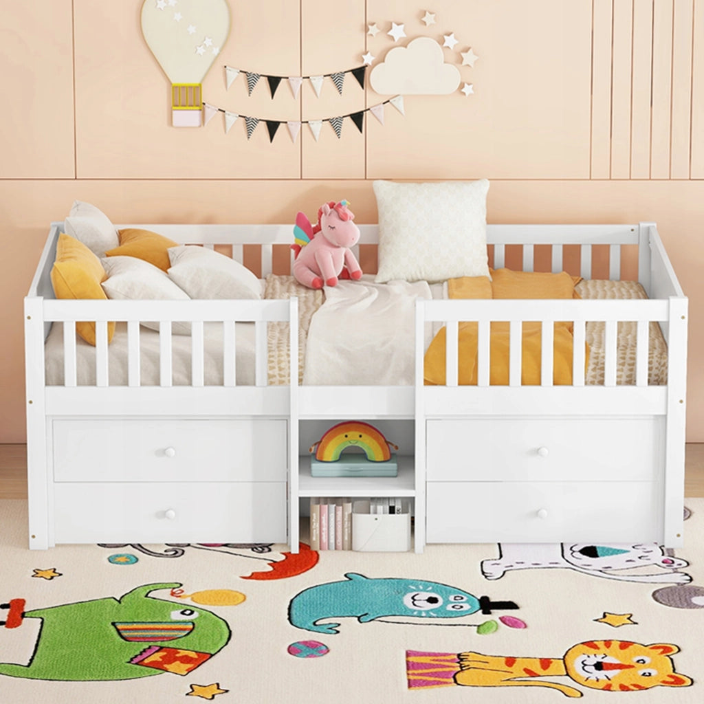 Letto singolo 90x200 - Xylo - 4 cassetti bianco