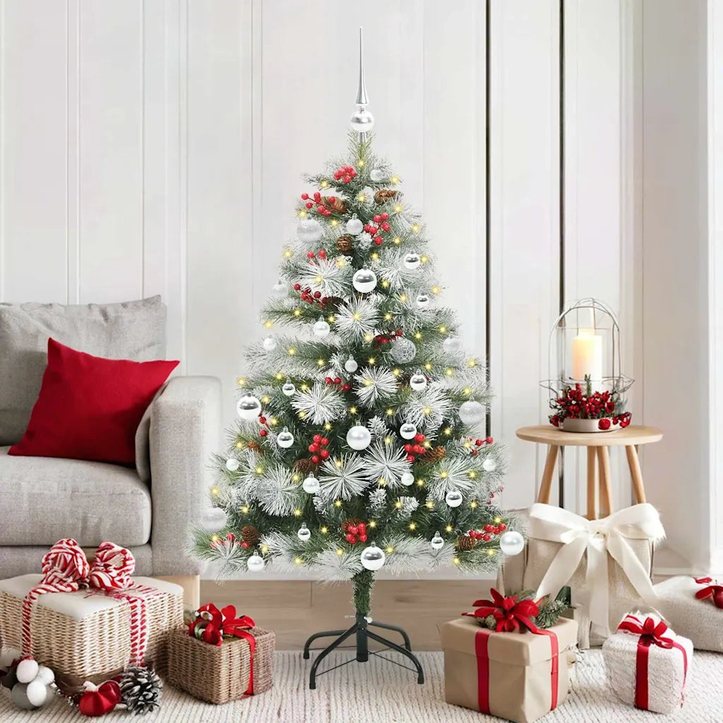 Albero di Natale | Decorazioni natalizie artificiale Verde e bianco 150 cm