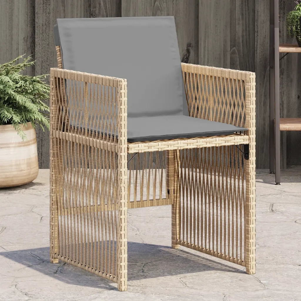 Sedie da Giardino con Cuscini 4 pz | Sedie da Esterno Beige Misto in Polyrattan