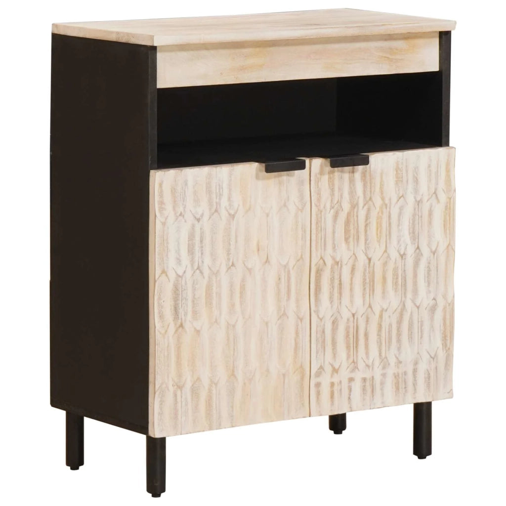 Credenza | Madia | Buffet da pranzo | Armadio da pranzo con porta Finitura Bianco Lavato 60 x 33 x 75 cm