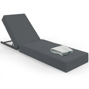 IDMarket - Lettino da piscina, comodo lettino con schienale in metallo reclinabile in 4 posizioni e materassino grigio