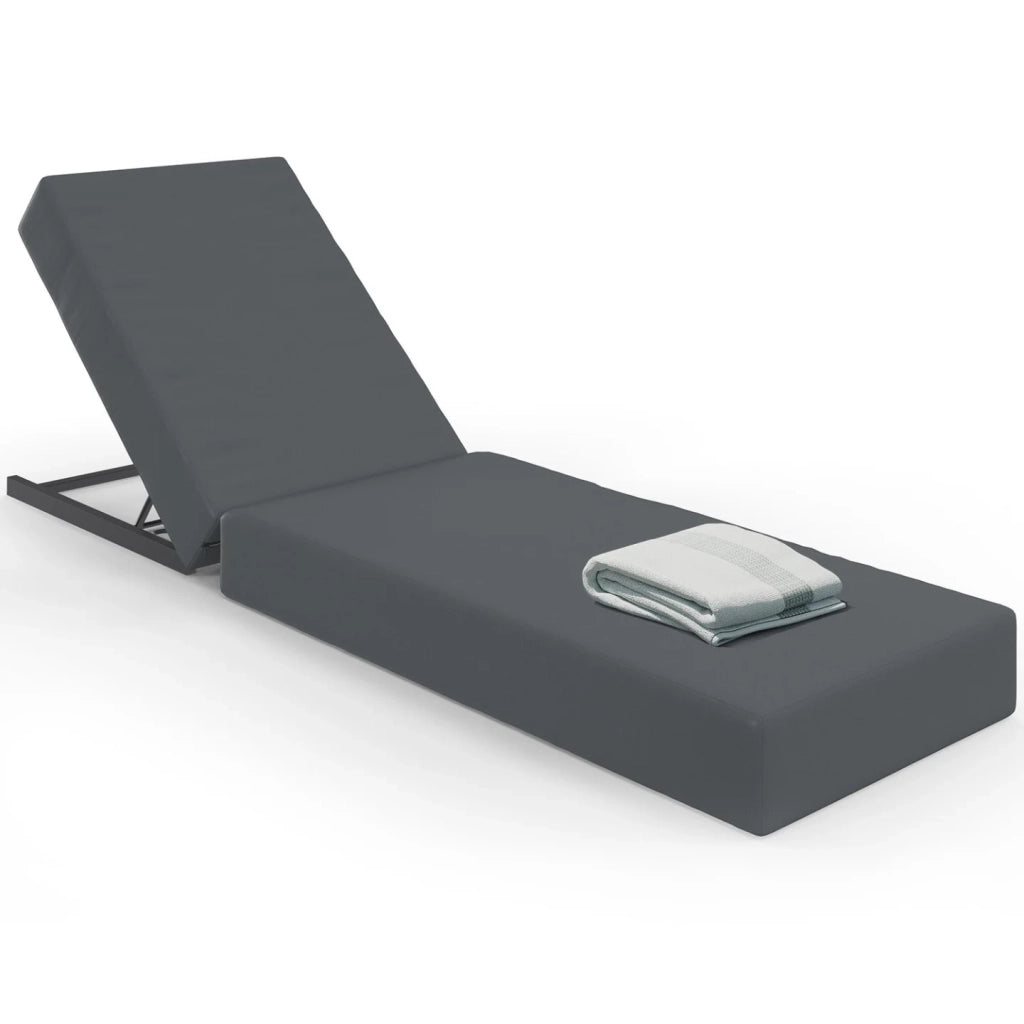 IDMarket - Lettino da piscina, comodo lettino con schienale in metallo reclinabile in 4 posizioni e materassino grigio
