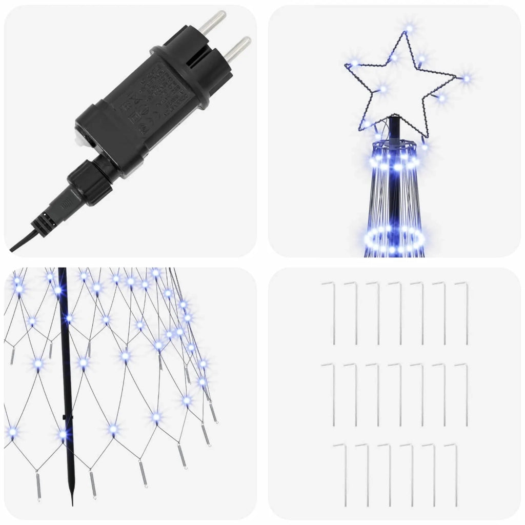 Albero di Natale LED 180 cm 230 LED Blu Ferro Nero 42053595