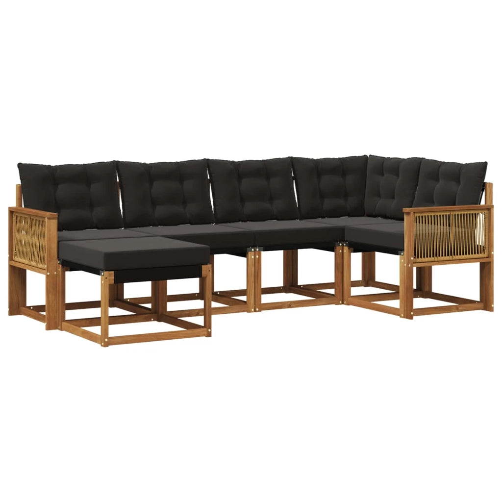 Set di divani da esterno 6 pz Naturale e Nero 3382068