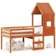 Letto singolo | Letto per adulti | Letto a Soppalco con Tetto Cera 80x200 cm in Legno di Pino