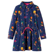 Abito Bambina Maniche Lunghe e Coulisse Blu Marino 116cod mxl 84809