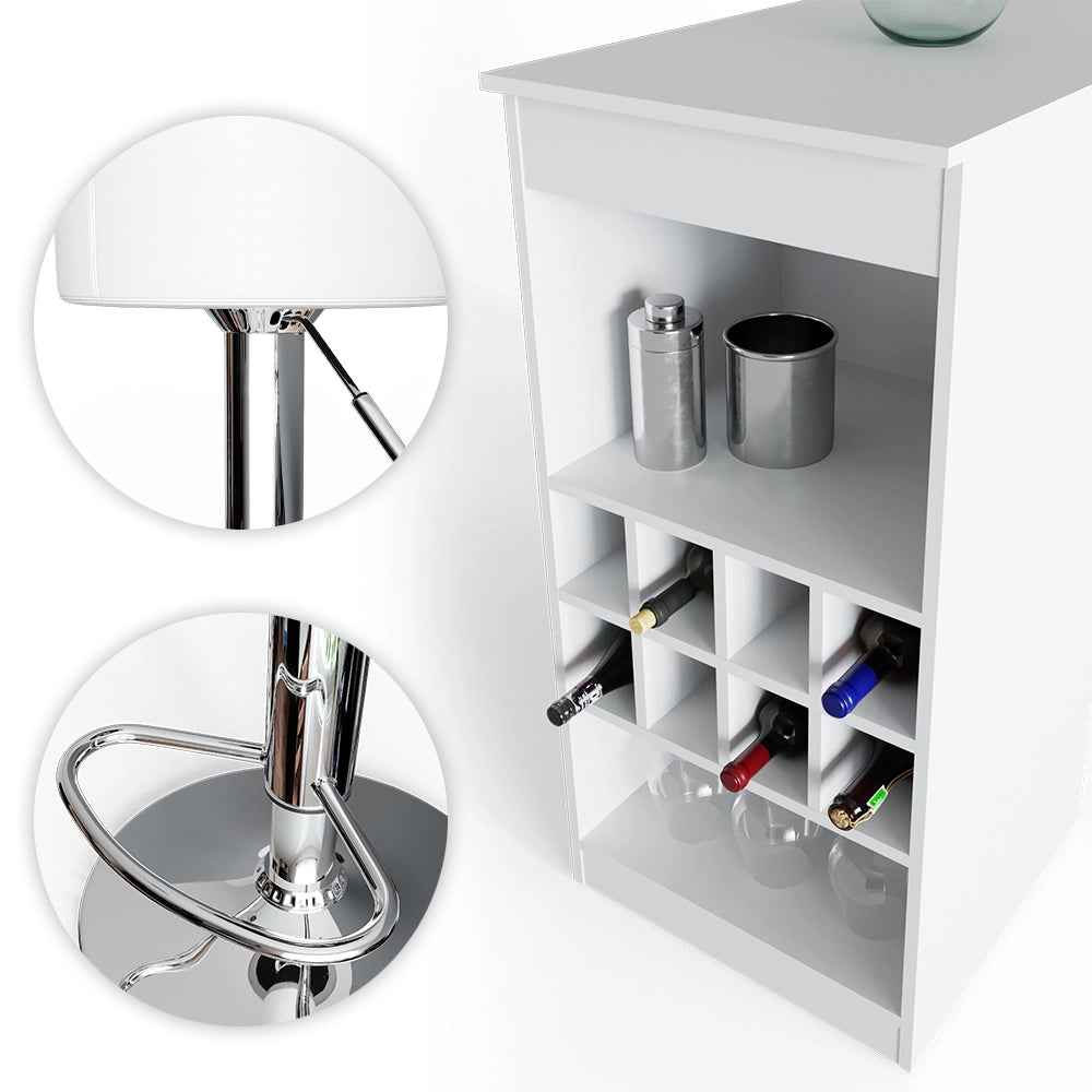 Vicco Tavolo bar con sgabelli Bianco 115 x 50 cm con 2 sgabelli da bar