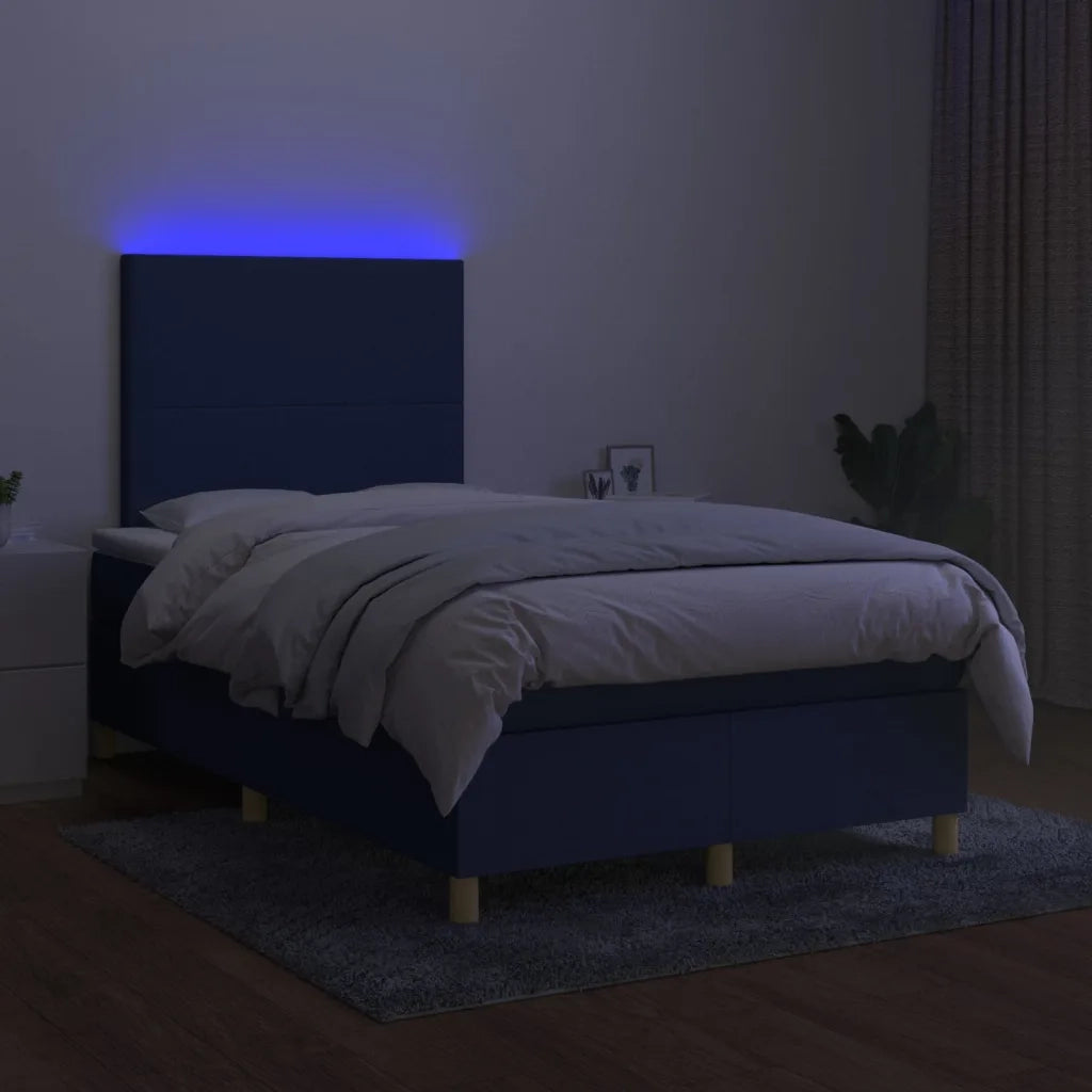 Letto a Molle con Materasso e LED Blu 120x200cm in Tessuto 3135267