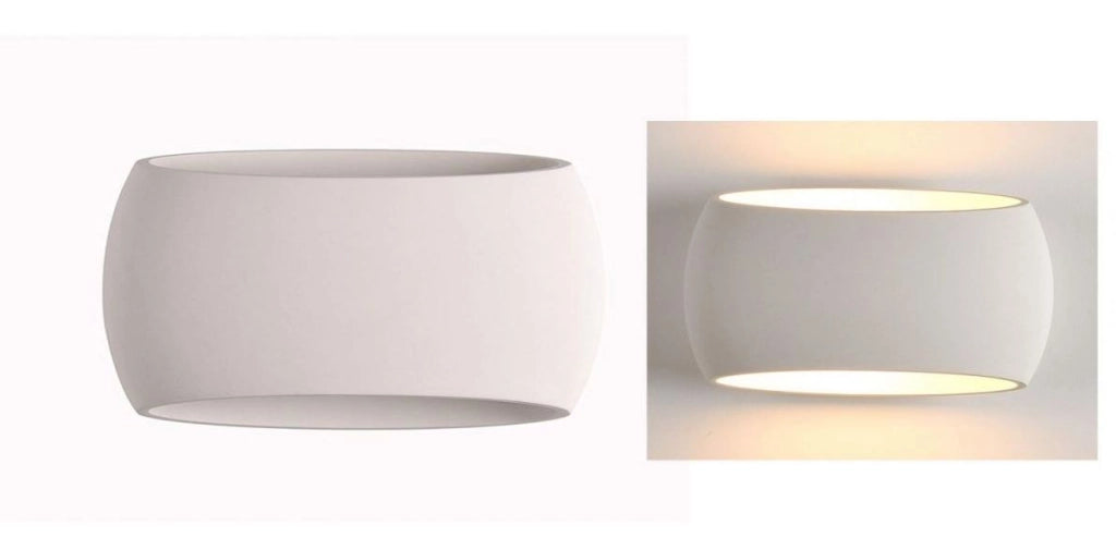 Lampada Applique Gesso Interno Rettangolo Bianco Doppia Fascio di Luce