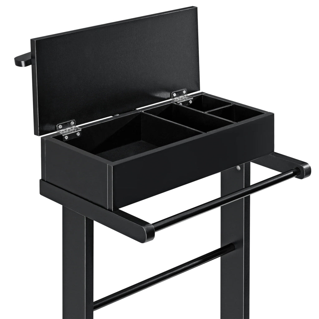 Servomuto con box apribile con 4 tasche 43,5 x 34,5 x 110 cm MDF e arole nere 03_0004521
