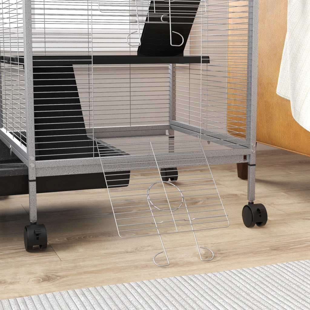 Gabbia per Porcellini d'India e Cincill¨¤ in Acciaio con 3 Piani ¨C Zephmum ¨C Grigio Chiaro