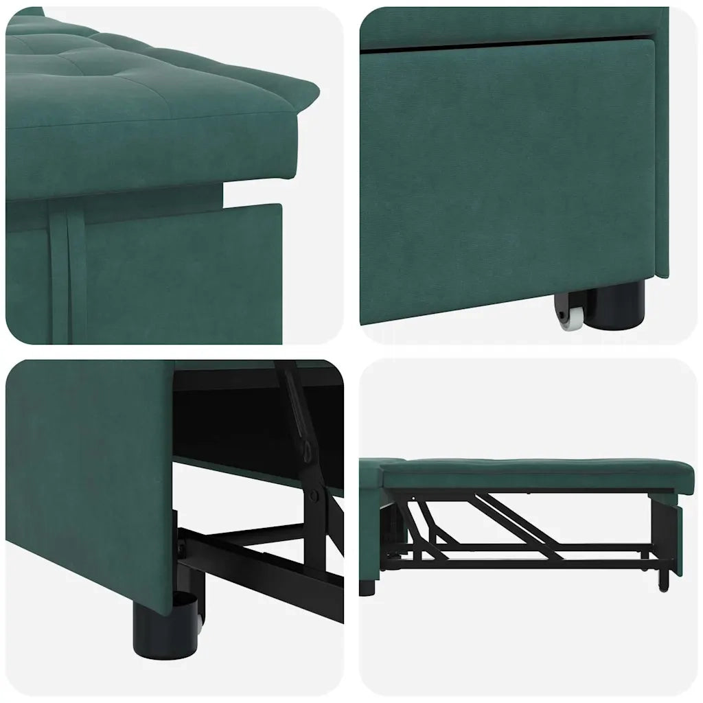 Divano letto | Sof¨¤ letto | Letto singolo Verde Scuro 194 x 67 x 82 cm Velluto