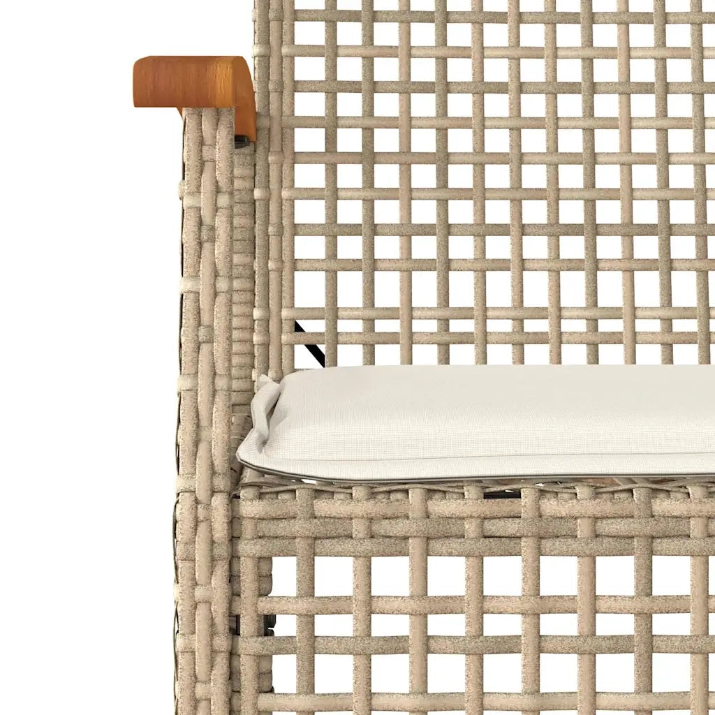 Set da Bistr¨° 3 pz | Set Salotto da Giardino con Cuscini Beige Polyrattan e Legno Acacia