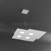 PLATE SOSPENSIONE 4 LUCI RETTANGOLARE GRIGIO 1129-S4+2-GR