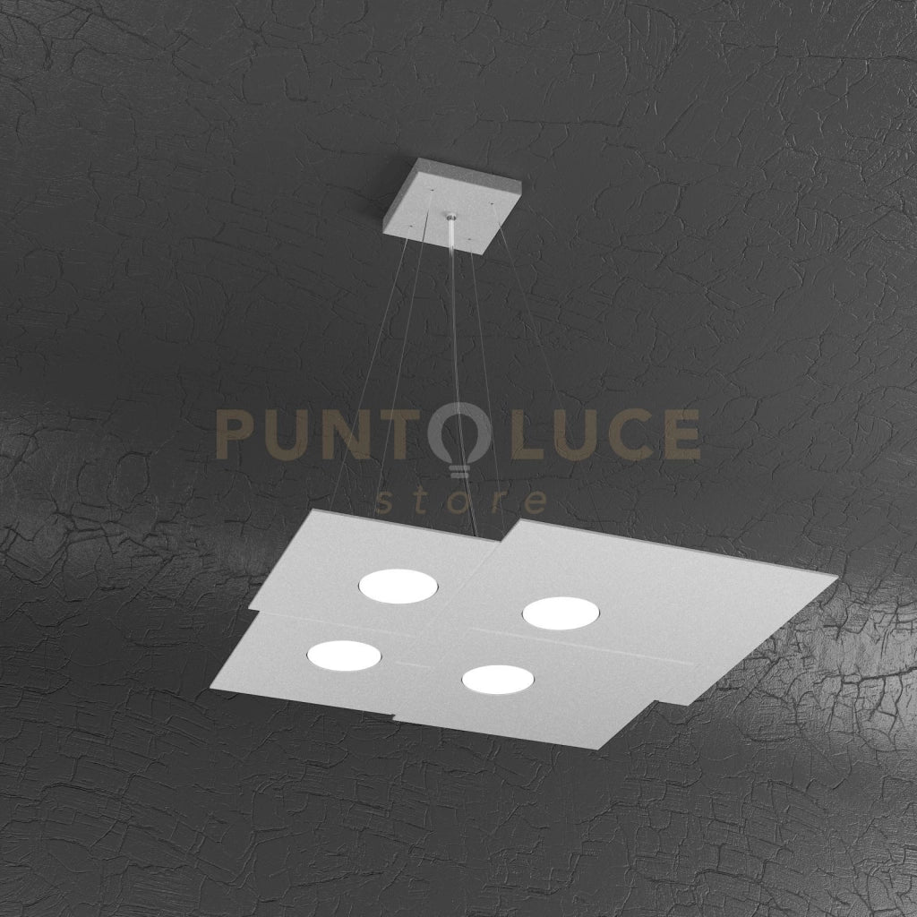 PLATE SOSPENSIONE 4 LUCI RETTANGOLARE GRIGIO 1129-S4+2-GR
