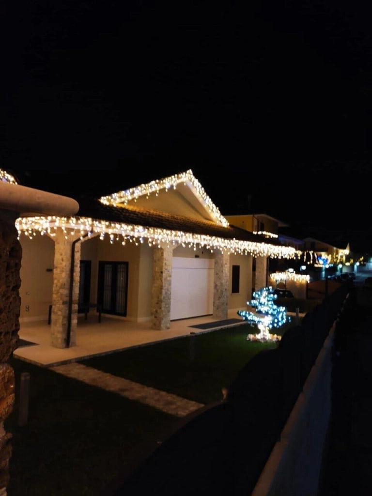 Tenda Luminosa Natale 92 LED da 3MT Prolungabile Esterno Luce Calda + Flash