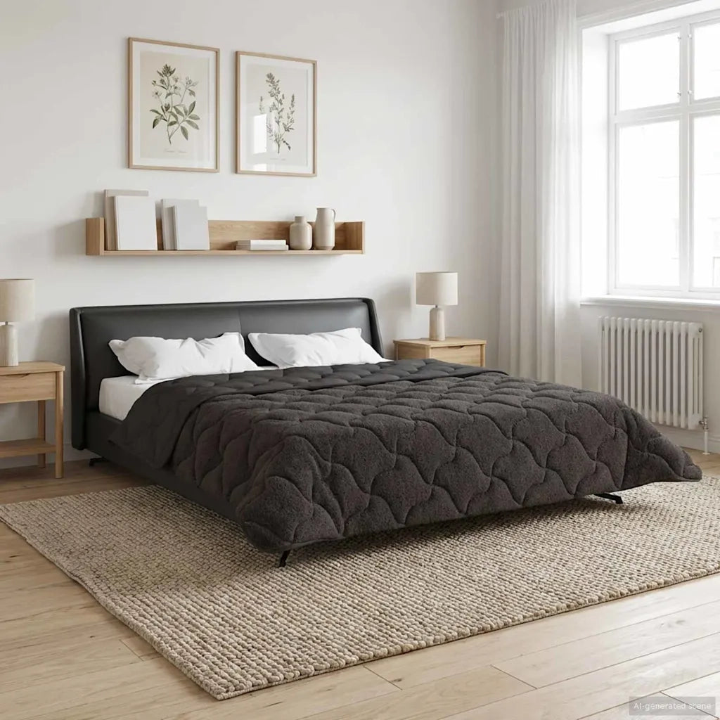 Duvet Estivo Antracite 220 x 260 cm Microfibra e Fleece Teddy 42026167