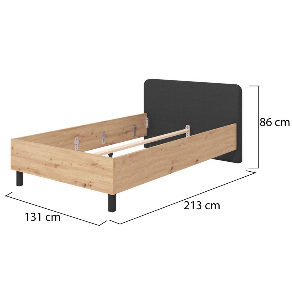 Norcia, Letto Piazza e Mezza Dimensione Materasso 120x200 cm, Marrone Rovere