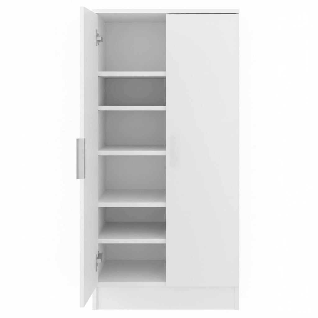 Mobile Porta Scarpe Armadio Multiuso Con 2 Ante E 6 Ripiani Estraibili Scarpiera Salvaspazio Design Moderno Minimal Per Ingresso Corridoio Camera Ripostiglio 108 X 55 X 39.6 Cm Bianco
