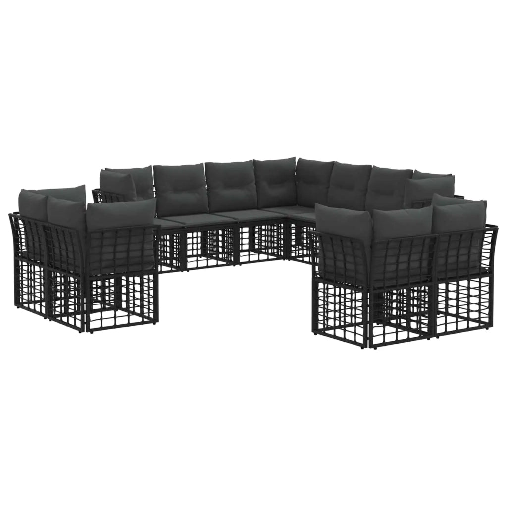 Set di divani da esterno Nero e Grigio scuro Poliestere 3437605