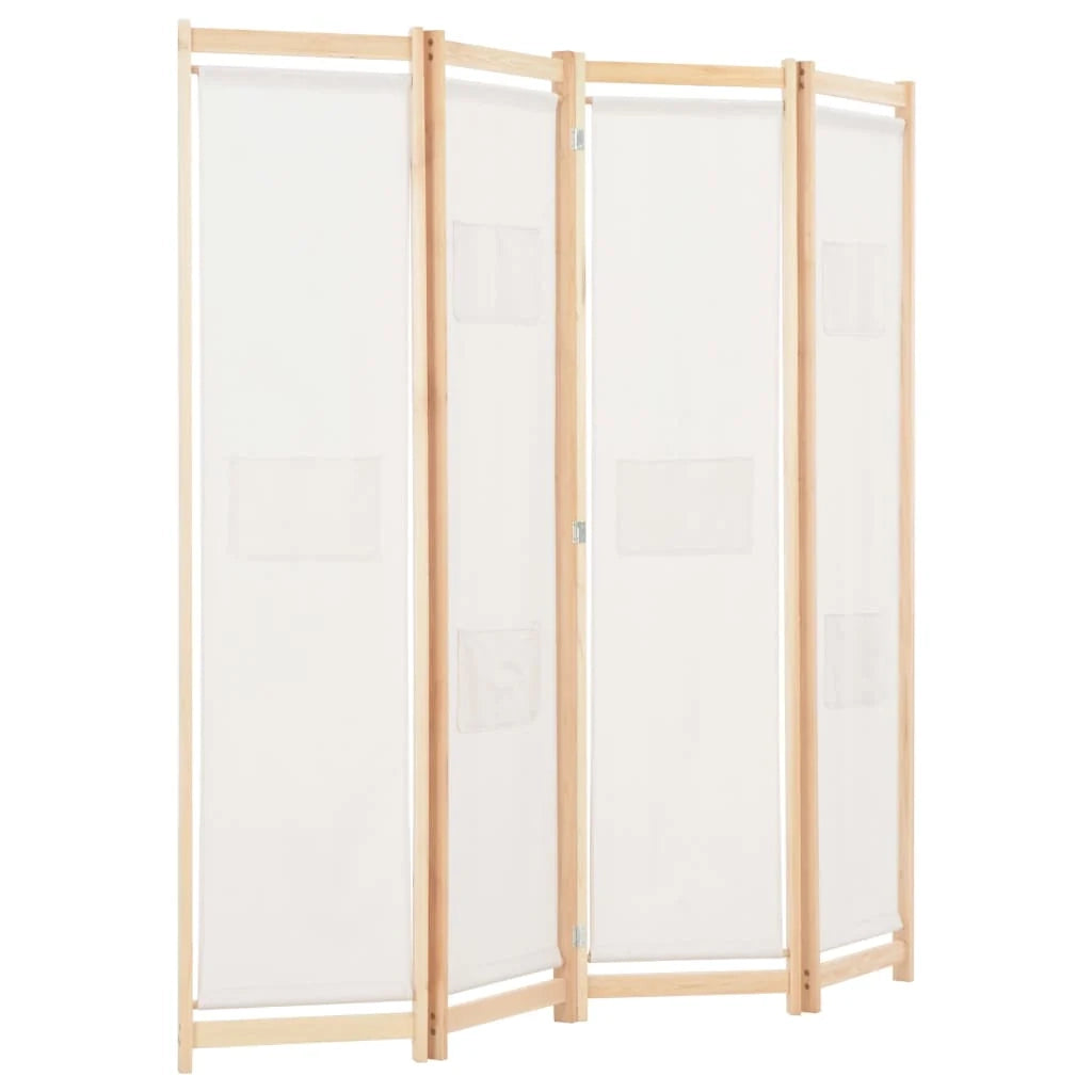 Paravento divisorio divisorio mobile decorativo 4 pannelli crema 160x4 cm tessuto 0802081