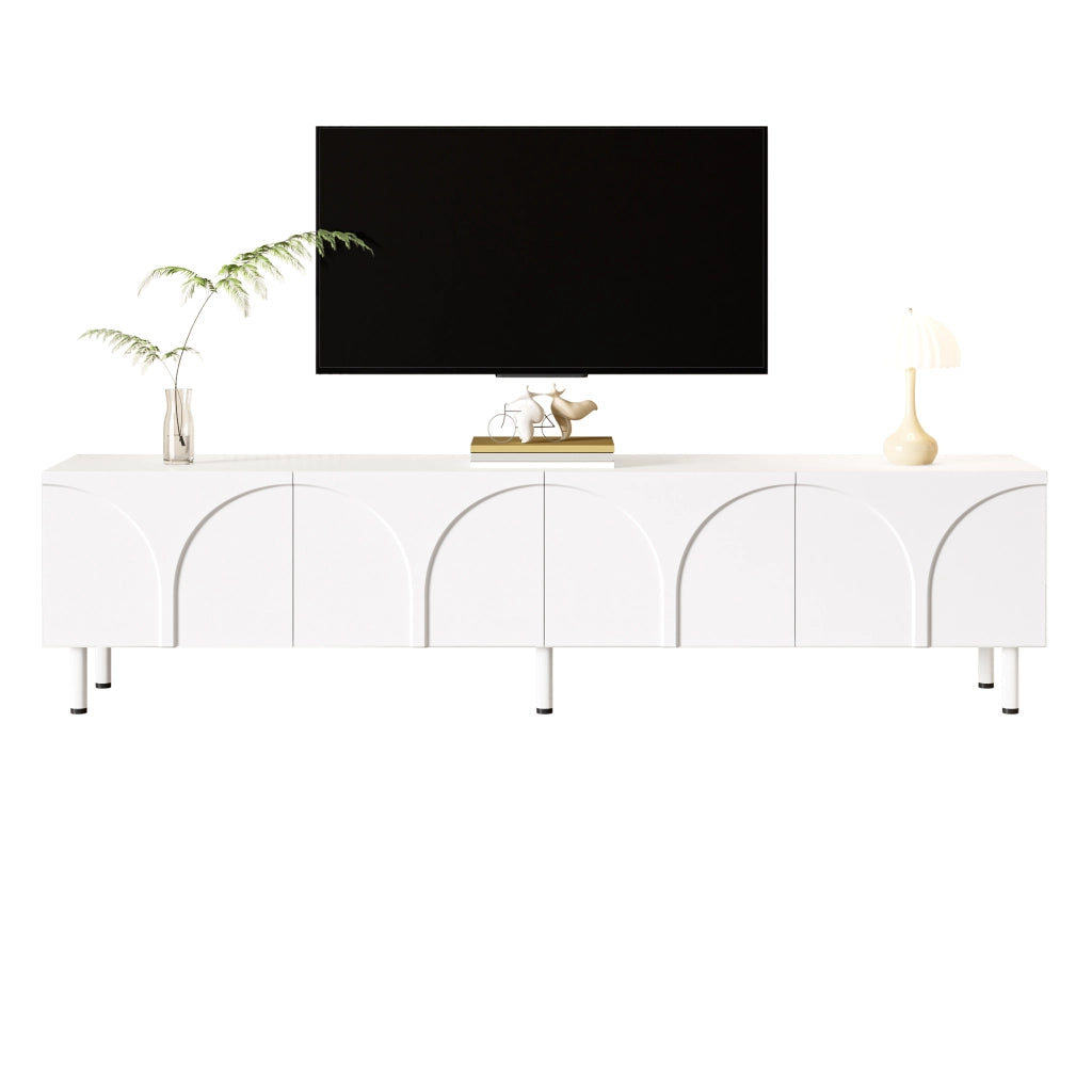 Mobile TV con 4 ante e 2 vani; per soggiorno; in MDF e PB; 180×35×49 cm; bianco