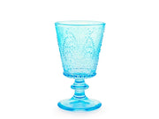 Set quattro calici garden in vetro lavorato colore azzurro cl 25
