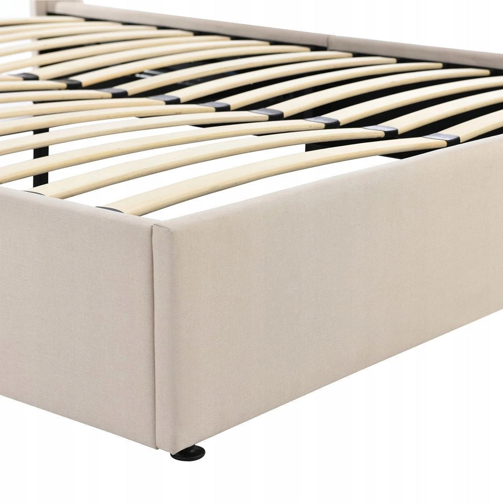 Letto con contenitore - Xylo - 140x200cm - Beige - Pikowane hydraulika lin