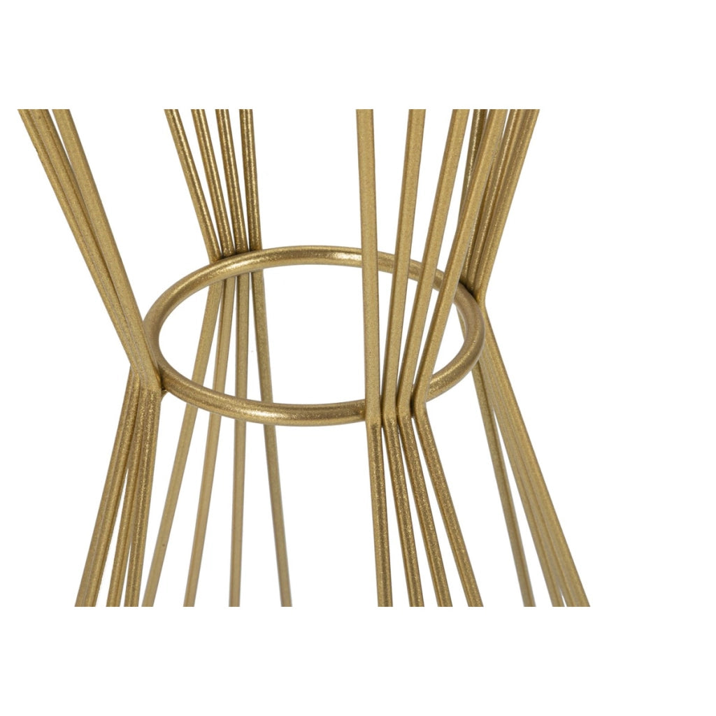 Tavolino alto Super Ø40x80 in ferro dorato con piano a specchio