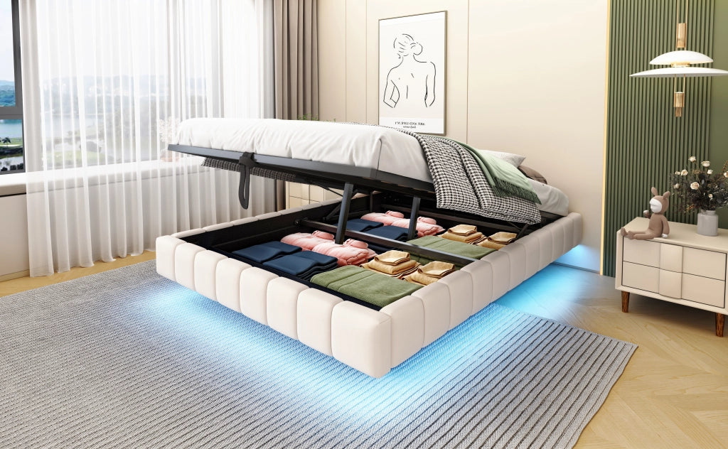 letto imbottito lino beige 140 x 200 cm