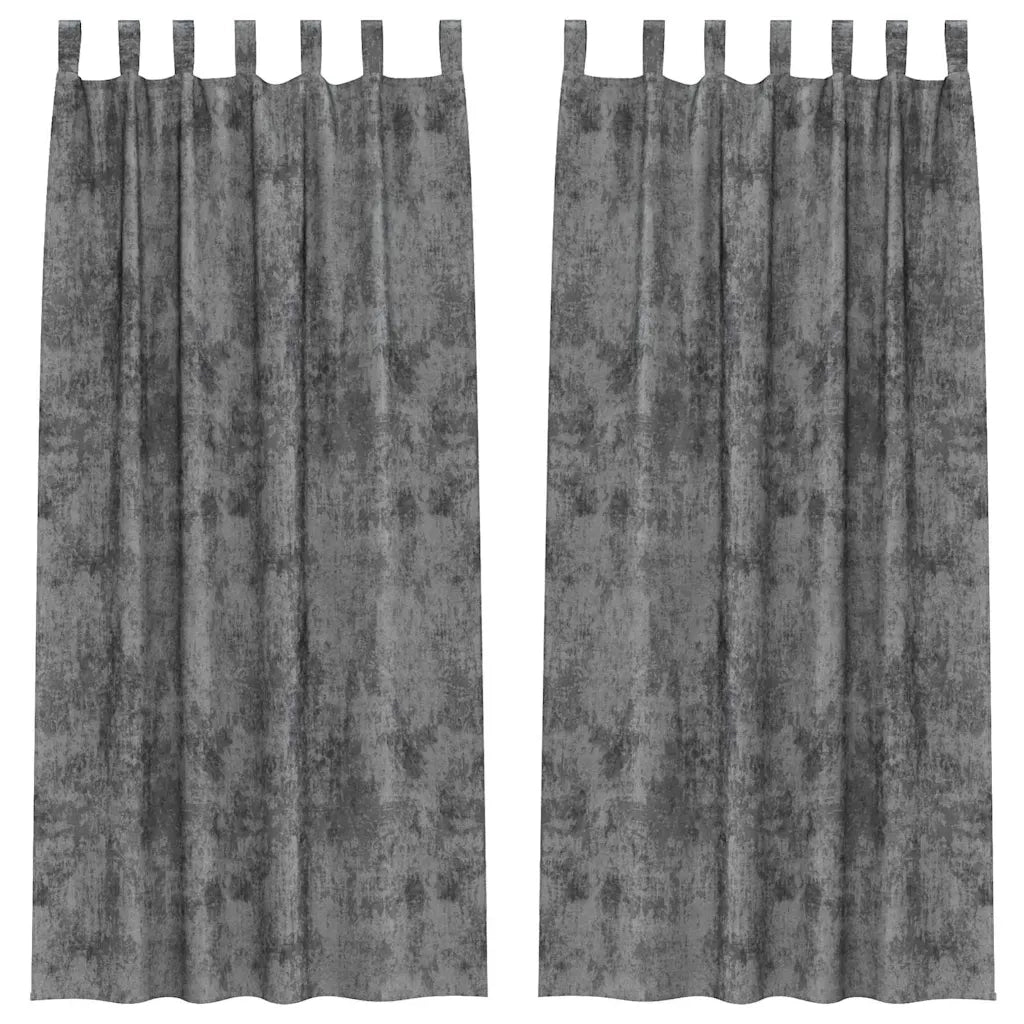 Tende in Velluto con tende 2 pcs Grigio 225 x 140 cm Velluto 4107725