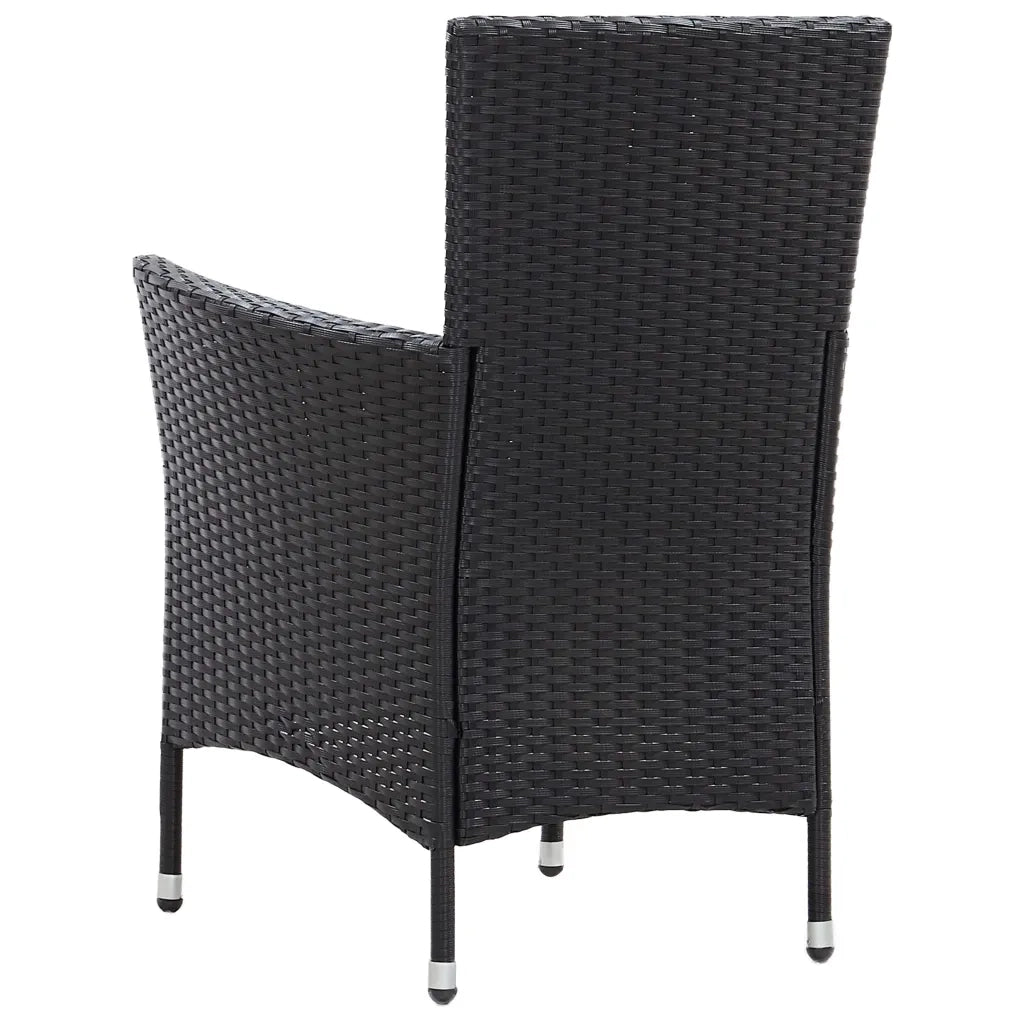 Set da Pranzo da Giardino 7 pz con Cuscini in Polyrattan Nero 46024