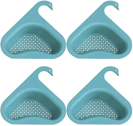 Filtro per Wastafel a forma triangolare - 4 pezzi - Cassetta per scarico - Separatore rifiuti alimentari - Supporto per gronda - Materiale PP alimentare - Cassetta scarico