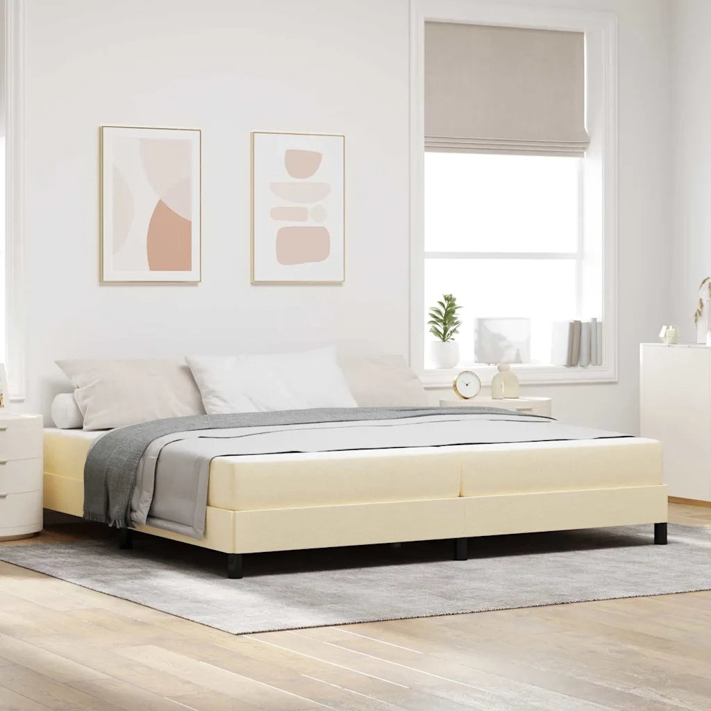Letto a molle con materasso Crema 200 x 200 cm Tessuto 3398519