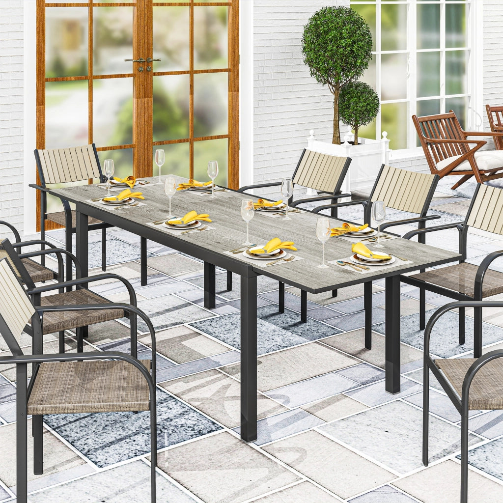 Tavolo da pranzo allungabile per giardino ¨C zephmum ¨C alluminio e acciaio grigio 160-240 cm