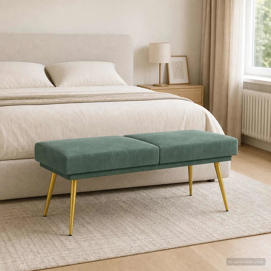 Panchina a doppio strato Verde Mare 120 x 45 x 46 cm Velluto 42038596