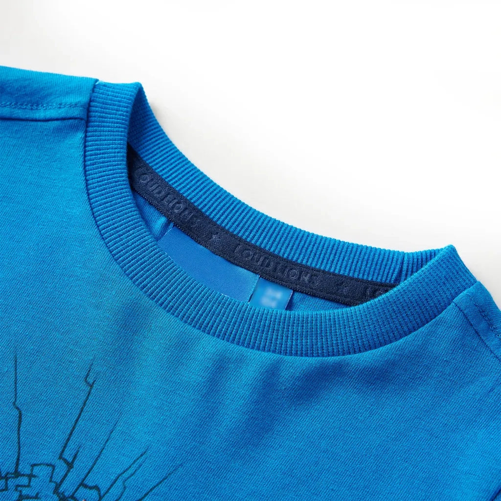 Maglietta da Bambino a Maniche Lunghe Blu Cobalto 116 13306