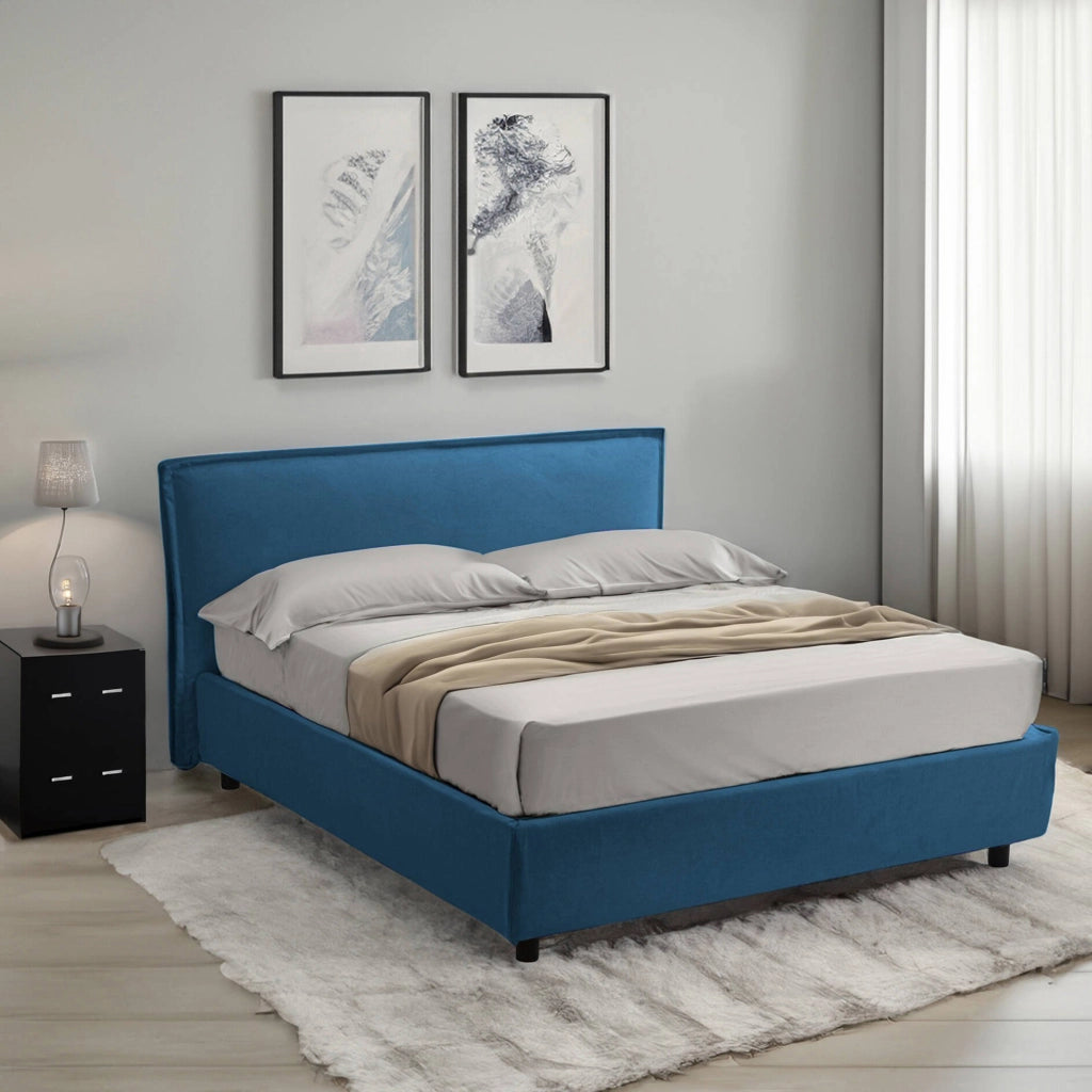 Brusson, Letto Singolo Sfoderabile Made in Italy, blu
