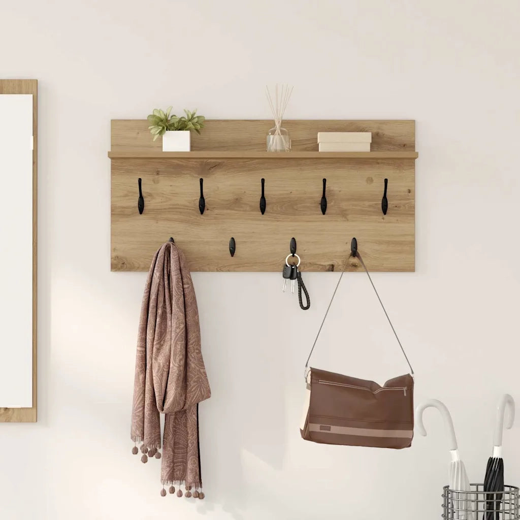 Appendiabiti a muro A parete Rovere artigianale 80 x 40 x 12 cm 874442